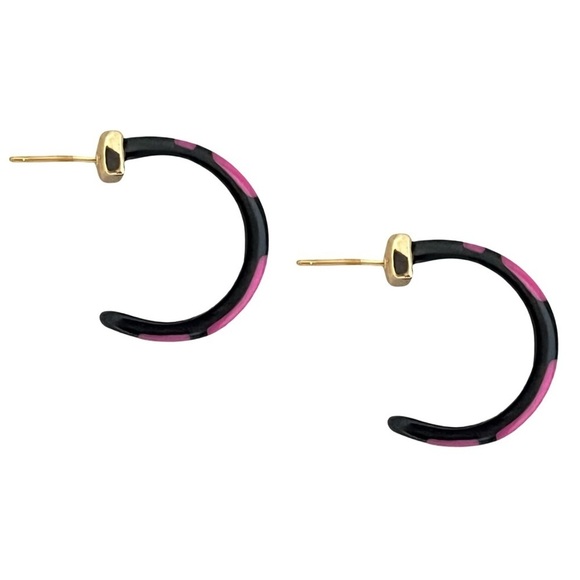 KATE SPADE • Vintage Bronwyn Resin Striped Huggies Hoop Earrings - Picture 4 of 6